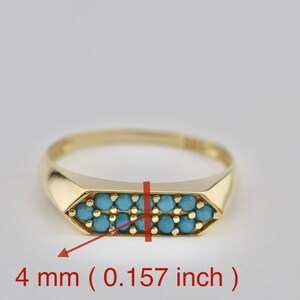 14k Solid Gold Dainyt Turquoise Band Ring, Geometric Turquoise Ring, Delicate Turquoise Gold Ring image 5