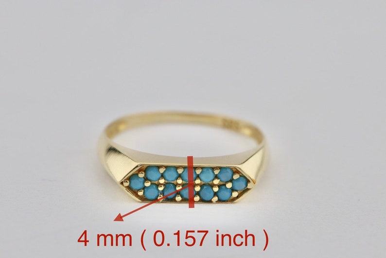 14k Solid Gold Dainyt Turquoise Band Ring, Geometric Turquoise Ring, Delicate Turquoise Gold Ring image 5