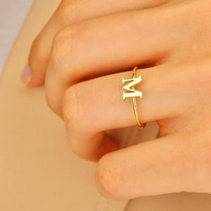 14K Gold Initial Ring • Personalized Letter Ring • Dainty Gold Band • Custom A-Z Letter Ring • Minimalist Gift for Her