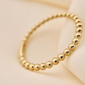 Anel de contas em ouro amarelo 14K: aliança minimalista delicada