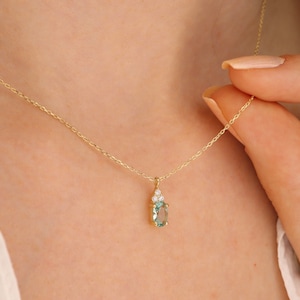 14k Gold Forest Green Jade Necklace for Women, Solid gold Green Necklace Drop, Jade Pendant, Jade Jewelry, Gift for her