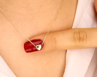 Dainty 14K Gold Necklace: Minimalist Solid Gold Pendant
