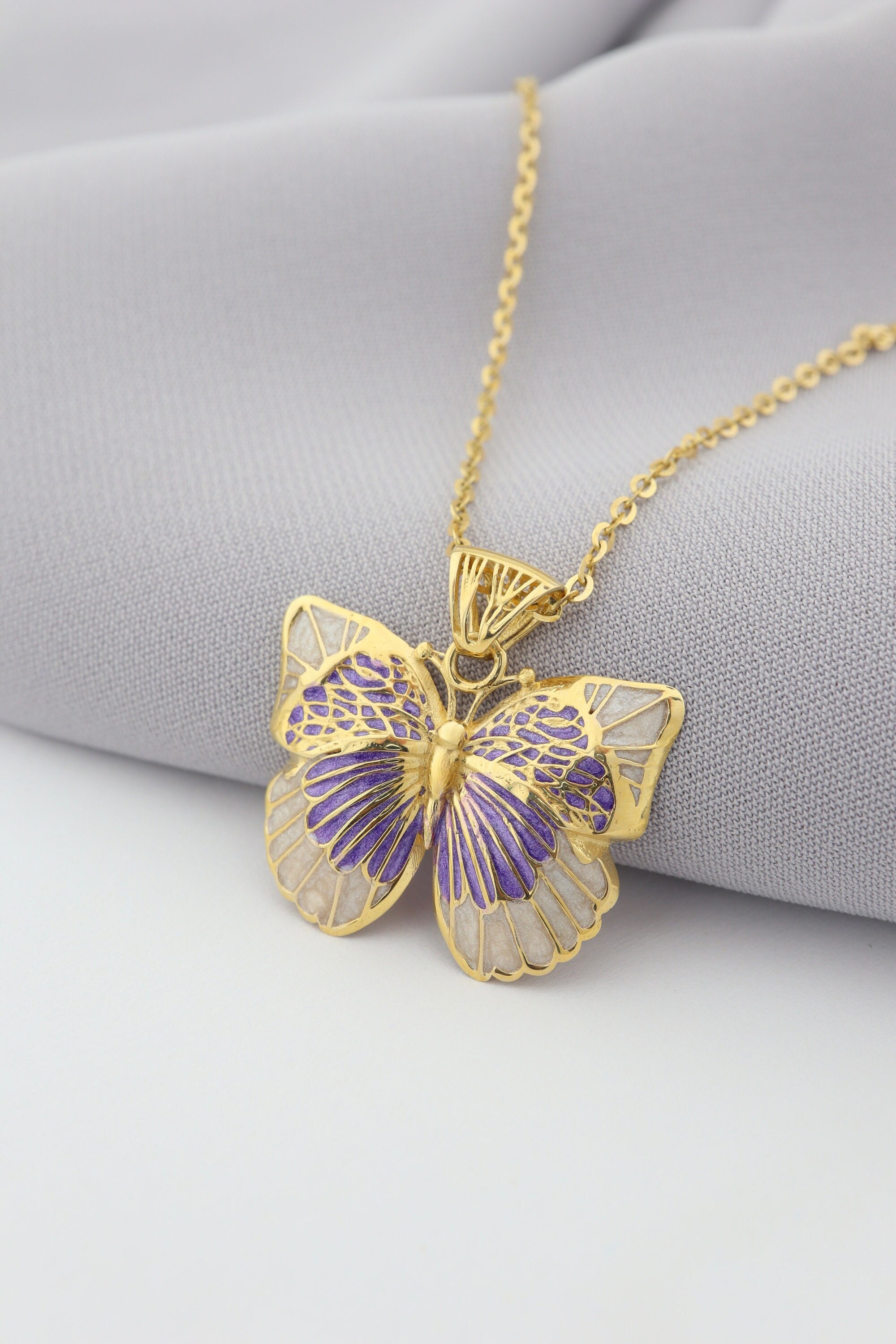ネックレス・チョーカー BLACKPURPLE 5P Butterfly Necklace BBH4333 Black & Purple Butterfly Necklace, Item# 4638X – d'ears store