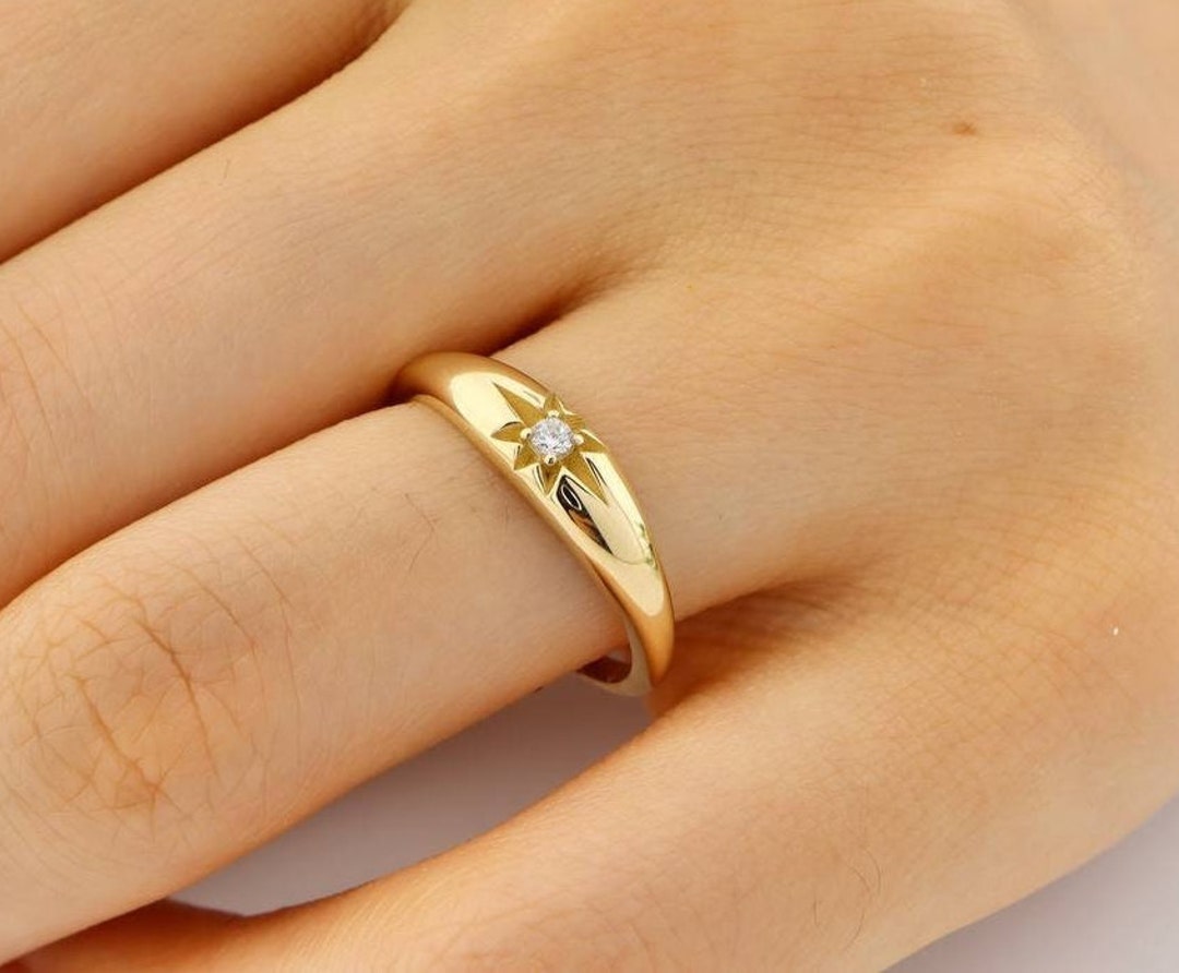 18k Solid Gold Skinny Ring | aucentic