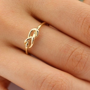 14K Gold Love Knot Ring - Dainty Knot Promise Ring-  Solid Gold Minimalist Ring for Her -Symbolic Everyday Jewelry