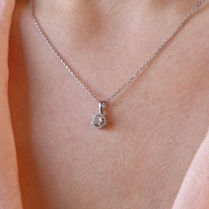 14k Solitaire Diamond White Gold Necklace-Solitaire Diamond Necklace-Diamond Gold-Round Solitaire Necklace-Gift For Women-Birthday Gift