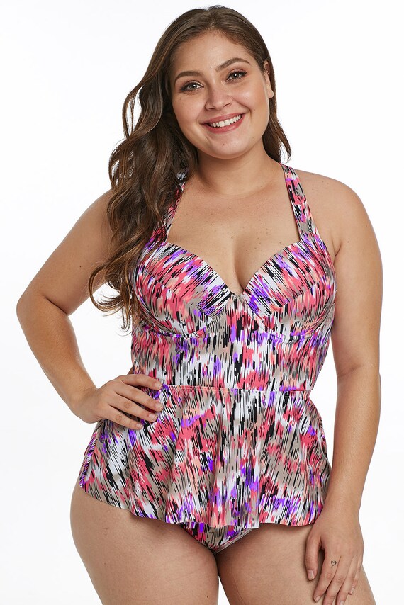 Plus Size Mirage Print Peplum Tankini Bathing Suit. Plus Size - Etsy
