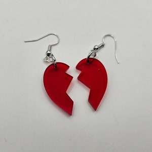 Broken Heart Earrings, acrylic earrings, anti valentines earrings, anti valentines jewelry, valentines day earrings, broken heart jewelry