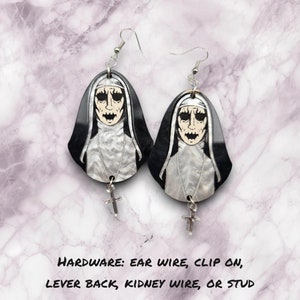 Scary Nun Earrings, goth jewelry, halloween earrings, horror movie lover, classic horror movies, halloween jewelry, goth earrings