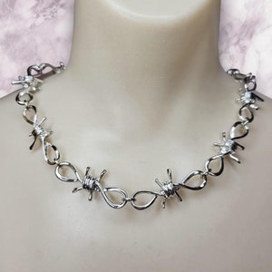 Barbed Wire Choker, chain choker, metal choker necklace, emo jewelry, goth accessories, skater jewelry, punk necklace, barbed chain