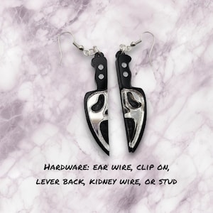 Scream Knife Earrings, acrylic earrings, horror movie earrings, scary movie, horror movie jewelry, halloween earrings, halloween jewelry