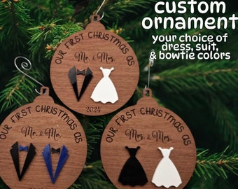 First Year Married Ornament, newlywed christmas gift, custom wedding ornament, gay christmas ornament, first christmas ornament couple