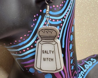 Pendientes Salty Bitch, joyas de salero, pendientes POTS, joyas peculiares, pendientes novedosos, pendientes raros y divertidos, joyas atrevidas, playa salada