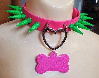 Well Behaved Custom Spiked Choker, custom choker, spike choker, spiked collar, egirl jewelry, owned choker, owned collar, dog tag, good girl