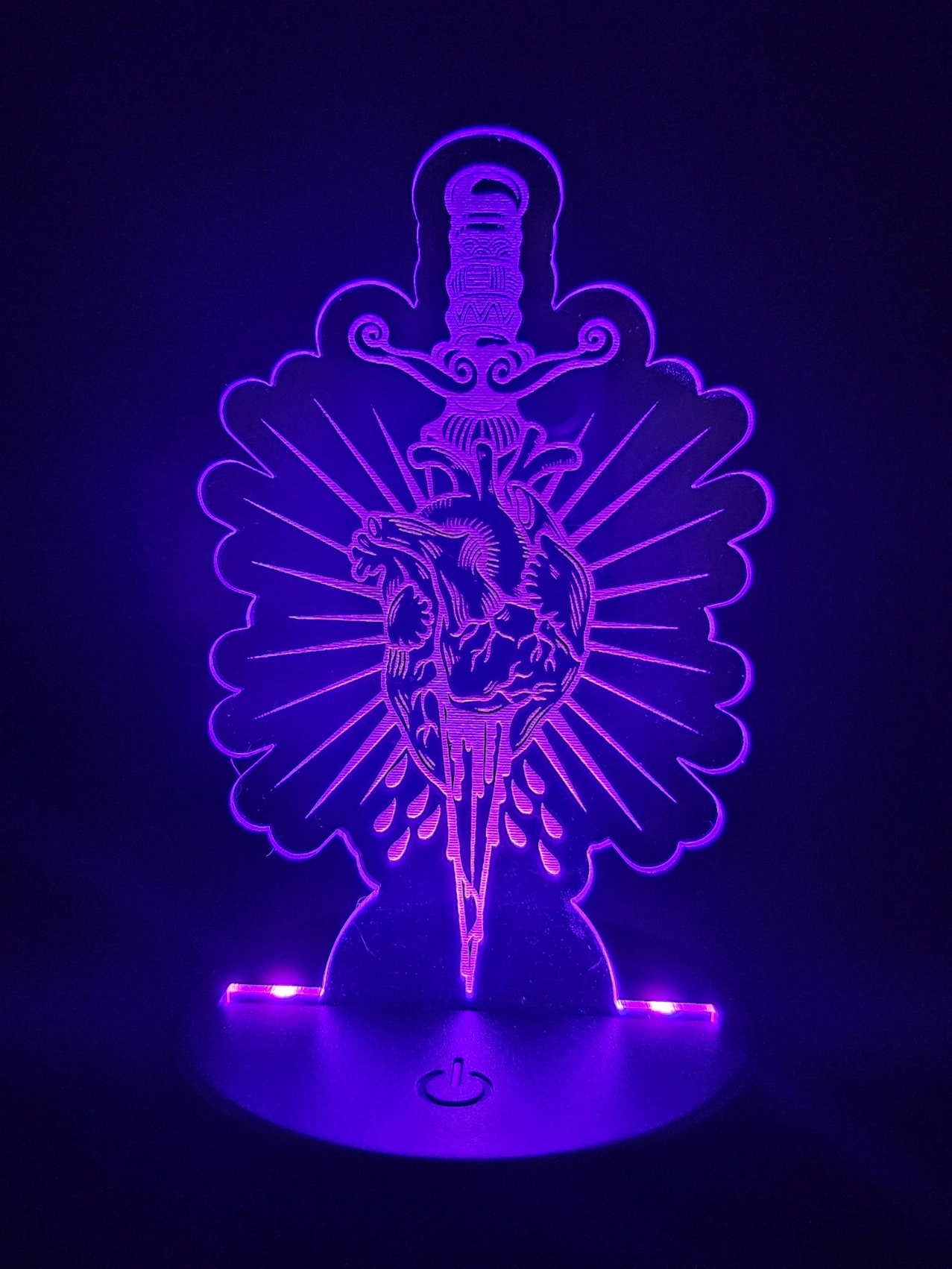 Pear Led Sign Pierced Heart Color Changing LED Sign, Desk Lamp, Led Light Sign, Night ...