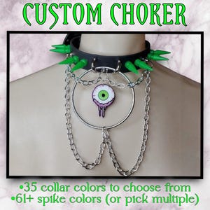 All Eyes On Me Benutzerdefinierte Spiked Choker, Benutzerdefinierte Choker, Gothic Zubehör, Spike Choker, Halloween Choker, Spike Halsband, alternativer Schmuck