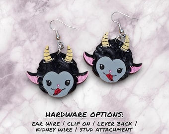 Krampus earrings, acrylic earrings, winter earrings, cute krampus jewelry, winter jewelry, christmas jewelry, stocking stuffers