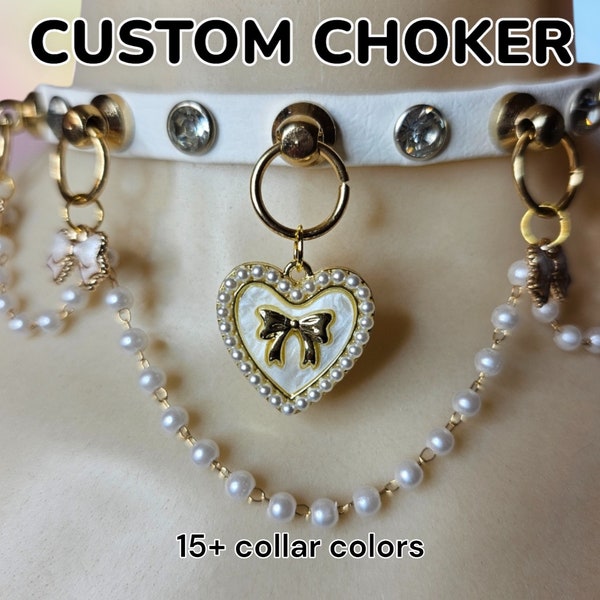 Prim and Proper Custom Rhinestone Choker, custom choker, kawaii choker, coquette choker, coquette jewelry, romantic choker, lovecore jewelry