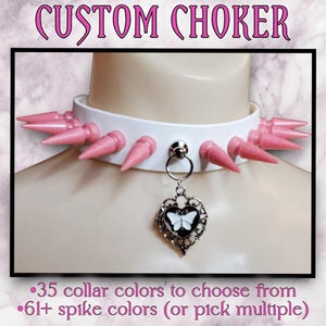 Mariposa Custom Spiked Choker, custom choker, butterfly choker, pastel goth, kawaii choker, spike choker, fairy kei, alternative jewelry