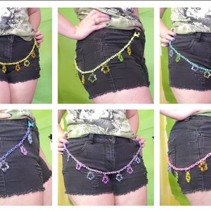 Multichromatic Star Acrylic Belt Chains, belt chain pride, queer accessories, pride accessories, gender neutral jewelry, pastel goth