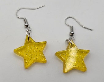 Baby Star acrylic earrings, star earrings dangle, star jewelry, mini earrings, celestial earrings, celestial jewelry, small earrings dangle