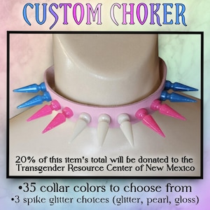 Transgender Pride Flag Spiked Choker, LGBTQ pride month, LGBT, custom choker, spiked collar, spike choker, alternative jewelry, LGBTQ gifts