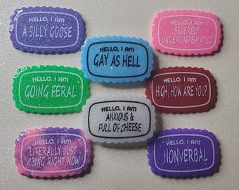 Hello, I Am Custom Badge Resin Pin, novelty pins, awareness pins, funny gifts for friend, hello I am pins, lgbtq pins, lgbtq gifts