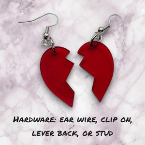 Broken Heart Earrings, acrylic earrings, anti valentines earrings, anti valentines jewelry, valentines day earrings, broken heart jewelry