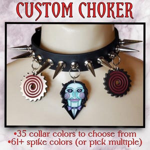 Horror Movie Choker Necklace, Custom Spiked Choker, custom choker, horror movie lover, horror choker, spiked collar, Friday the 13th