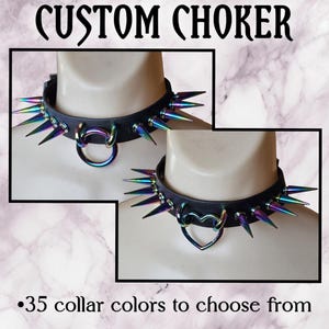 Oil Spill Custom Spiked Choker, Benutzerdefinierte Choker, Spike Halsband, Spike Halsband, Öl Slick, Alternative Schmuck, Gothic Choker, Goth Schmuck