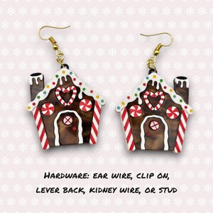 Gingerbread House Earrings, christmas jewelry, nostalgic earrings for christmas, stocking stuffers, cute earrings, holiday jewelry