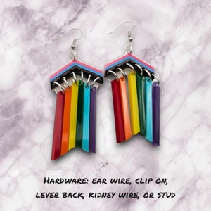 Pride Flag Statement Earrings, dangle earrings, pride jewelry, pride flag earrings, pride accessories, rainbow flag, lgbtq owned business