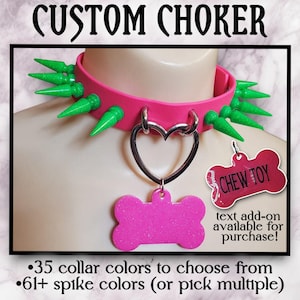Well Behaved Custom Spiked Choker, custom choker, spike choker, spiked collar, egirl jewelry, owned choker, owned collar, dog tag, good girl