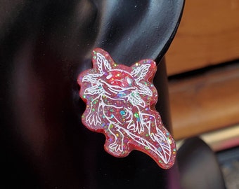 Axolotl Earrings, custom resin earrings, kawaii jewelry, axolotl jewelry, axolotl lover gift, cute animal, dangle earrings or stud earrings