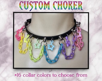 Gargantilla de cadena personalizada Little Kandi Raver con estrellas, gargantilla personalizada, accesorios kidcore, joyería kawaii, moda decora, gargantilla arcoíris, orgullo