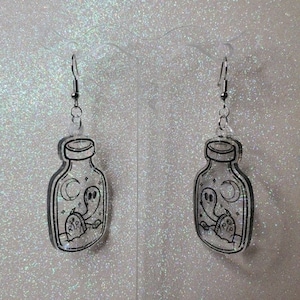 Graveyard in a Jar Resin Earrings, ghost earrings, ghost jewelry, halloween earrings, emo jewelry, goth earrings, ghost in a jar
