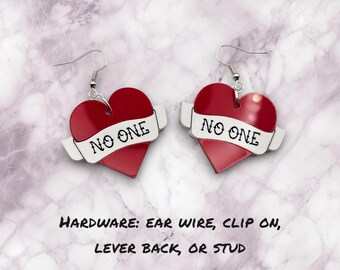 The Wonder Years band earrings, acrylic earrings, pop punk, band merch, emo earrings, "I Don't Like Who I Was Then"