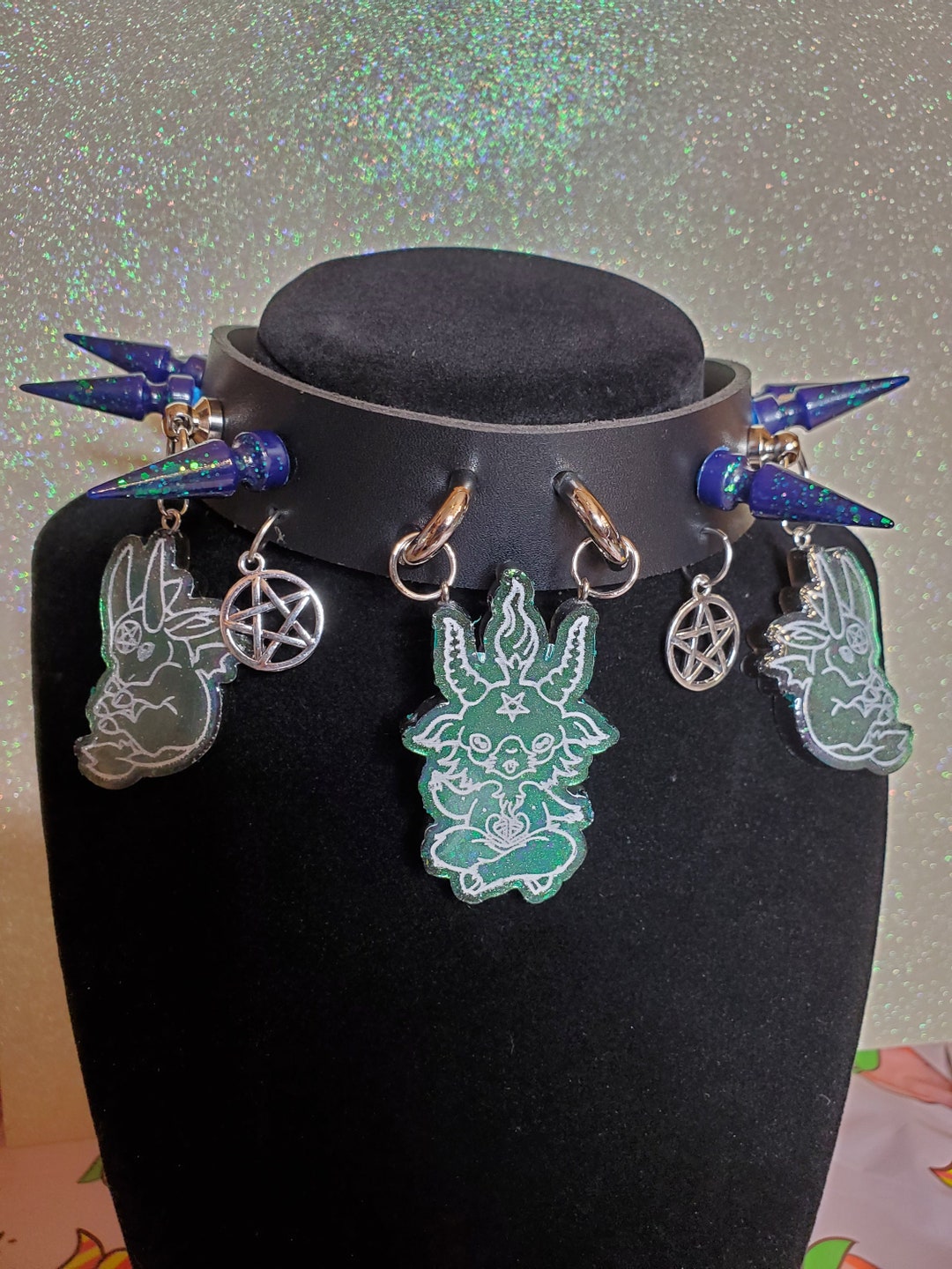 Pagan Crew Custom Spiked Choker, Custom Choker, Baphomet Jewelry ...