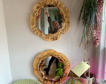 Miroir ondulé pyrogravé personnalisable (individuel ou ensemble)