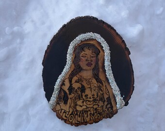 Lola Young- Woodburned + Mixed Media
