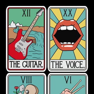 Choose 1 of 4 Music Stickers- Vinyl Stickers - Tarot Card Inspired Stickers - Approximately 3 x 4.882 Inches