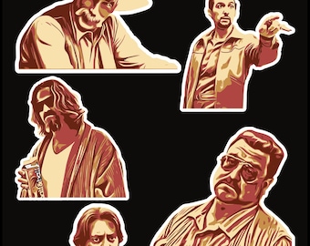 The Big Lebowski Vinyl Stickers: The Dude, Walter, Donnie, Jesus, The Stranger