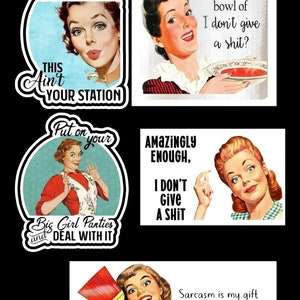 5 Funny Sarcastic Retro Women 50's House Wife Stickers