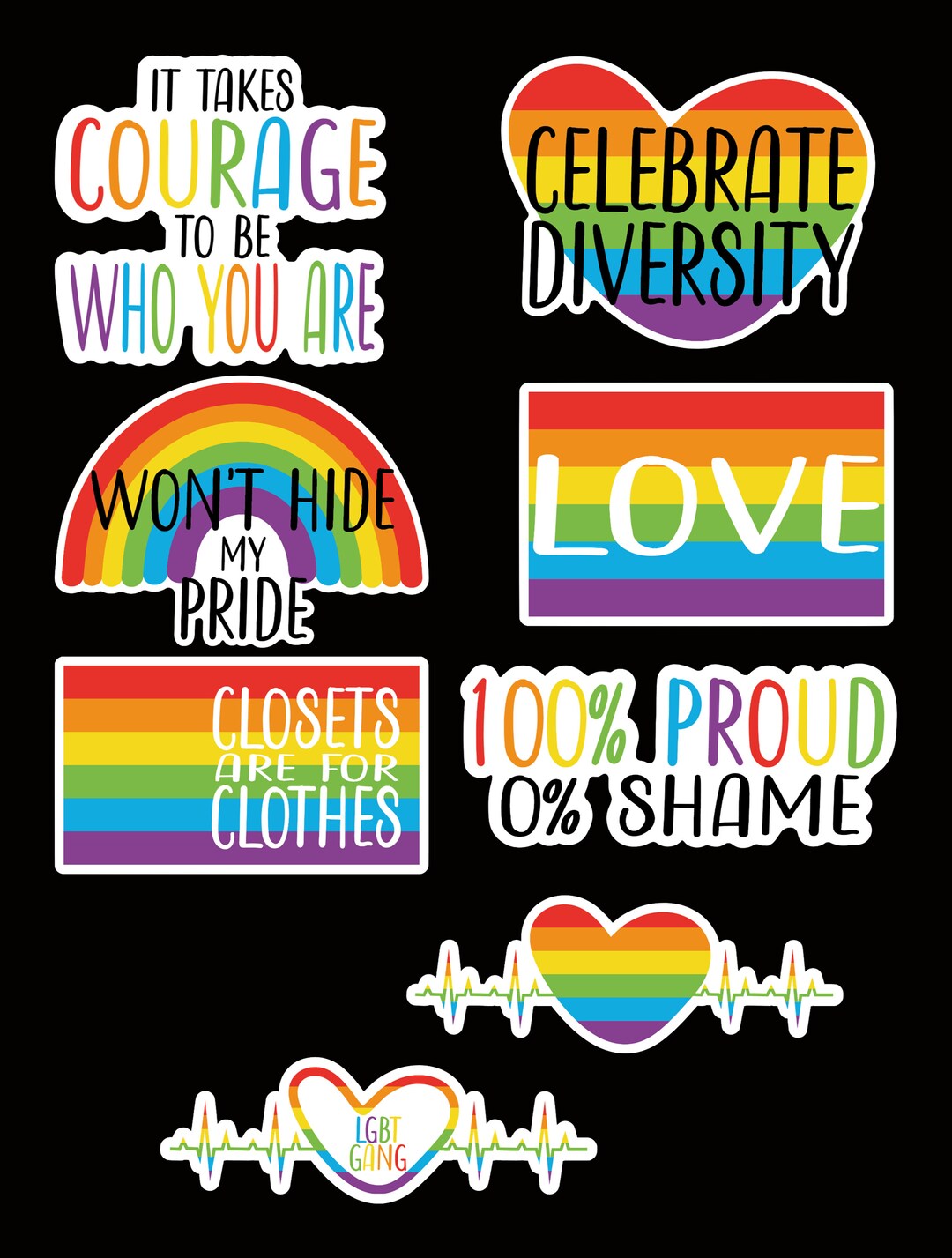 8 Pride Stickers - Vinyl Stickers - - Etsy