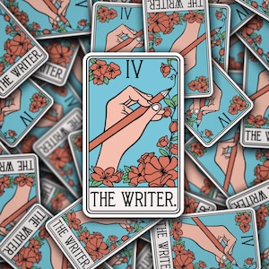 Pegatinas inspiradas en la carta del Tarot "El Escritor" - Pegatinas de lectura - Aproximadamente 3 x 4.882 pulgadas