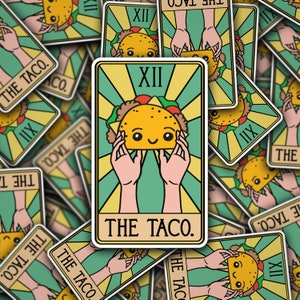 The Taco Tarot Card Vinyl Sticker -- Approximately 2.902 inches x 4.75 inches