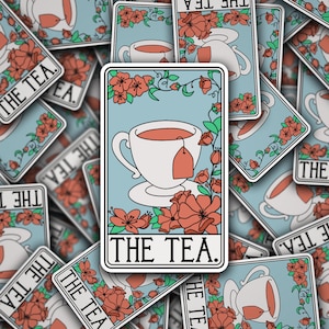 The Tea Tarot Card Vinyl Sticker -- Approximately 2.902 inches x 4.75 inches