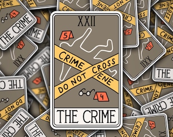 The Crime Tarot Card Sticker - Dark Humor Vinyl Sticker