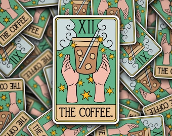 The Coffee Tarot Card Vinyl Sticker -- Approximately 2.902 inches x 4.75 inches