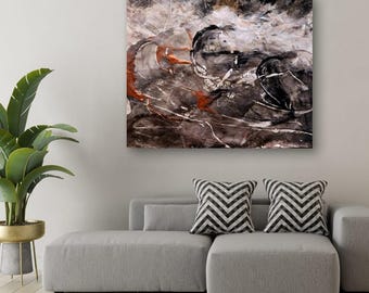 Mecánica Cuántica: Impresión artística monocromática de física cuántica / Textura dinámica y detalles en bronce